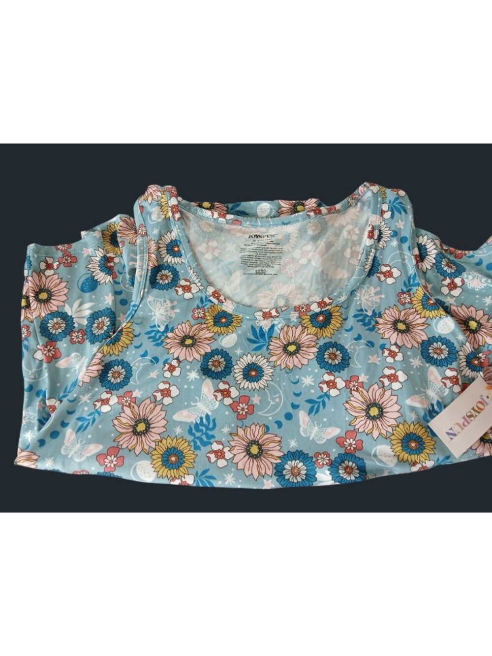 Joyspun PJs Plus Size Floral Pajama Set 3X Tank Top Shorts Recycled Poly Pockets - Picture 8 of 13